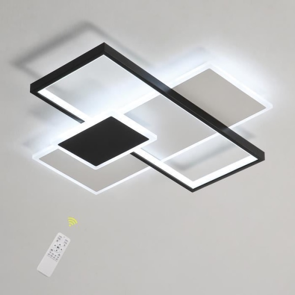 DELAVEEK Modern fyrkantig LED-taklampa Dimbar med fjärrkontroll för vardagsrum, sovrum, kontor 50W svart och vitt