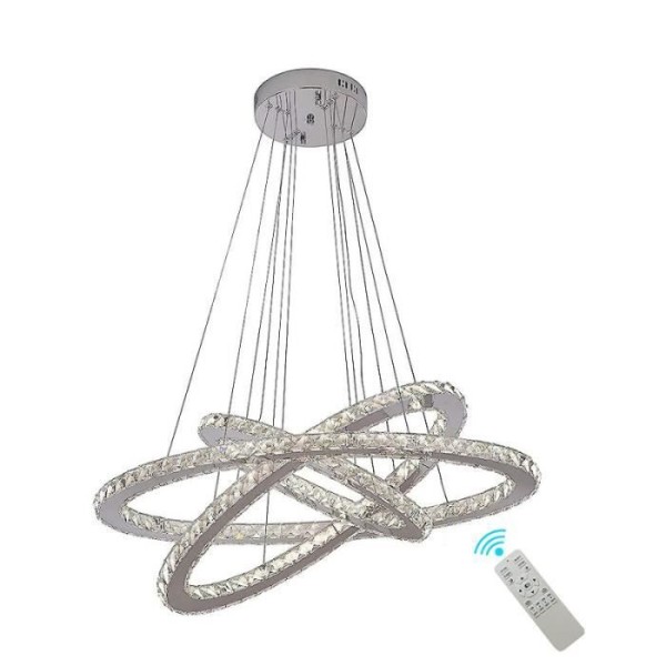 Moderna LED-ljuskronor, 68W dimbar taklampa i kristall, för matsal i vardagsrummet - 3 ringar (Ø 30*50*70 cm)