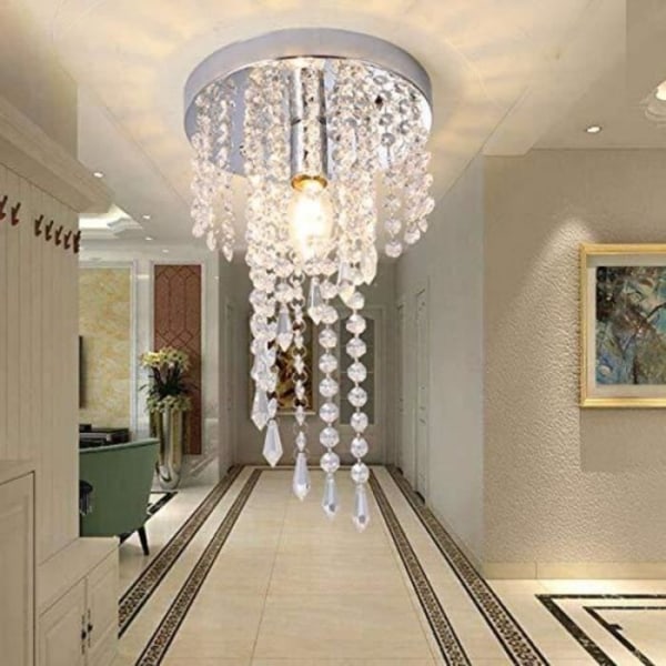 DELAVEEK K9 Crystal Ceiling Light E14 Kristallkronor för hall, bar, kök, matsal, sovrum