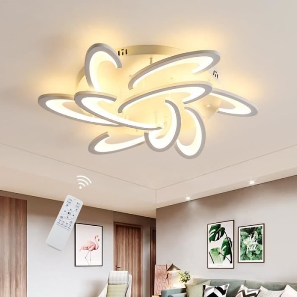 DELAVEEK Dimbar LED-taklampa, ljuskrona ljusarmatur med fjärrkontroll 81W 7290 Lumen 9 huvuden för vardagsrummet sovrum