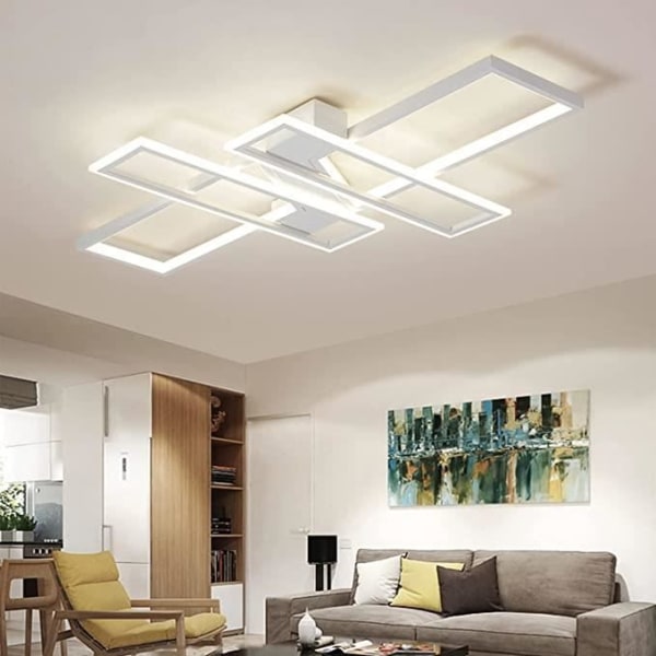 DELAVEEK Modern överdimensionerad taklampa för vardagsrum, matsal, kök, sovrum, hall (längd 120 cm, vit)