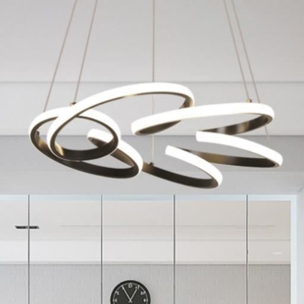 DELAVEEK Ljuskrona - Svart LED taklampa med fjärrkontroll Led ljuskrona för vardagsrum och matsal, D.50 cm