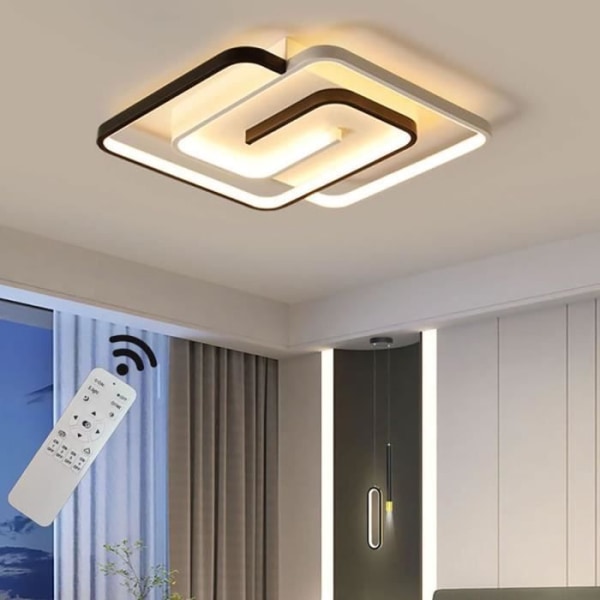 DELAVEEK Modern fyrkantig LED-taklampa, dimbar med fjärrkontroll Taklampa för sovrum, vardagsrum hall