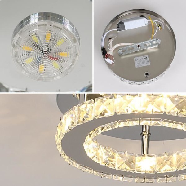 DELAVEEK Enkel rund kristall LED-taklampa 12W för sovrum Vardagsrum Kök Hall Varmvitt ljus