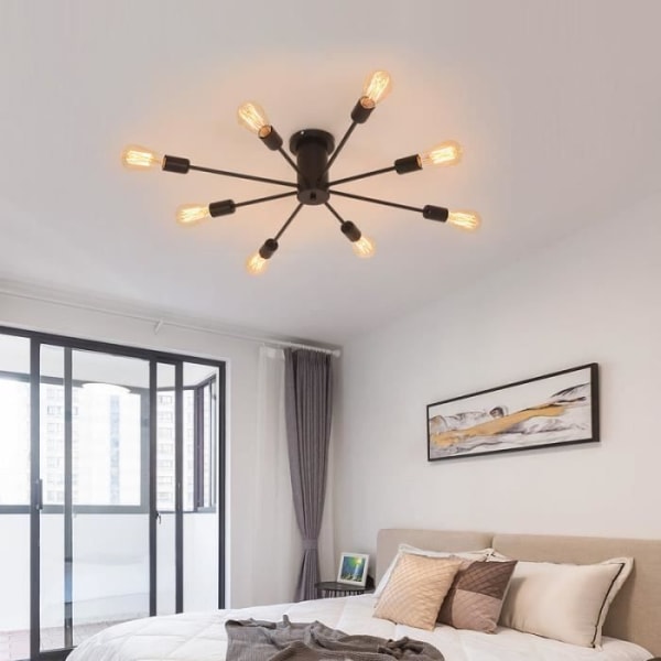 DELAVEEK LED-taklampa, E27 industriell ljuskrona, 8-ljus taklampa för vardagsrum, sovrum, hall, kök
