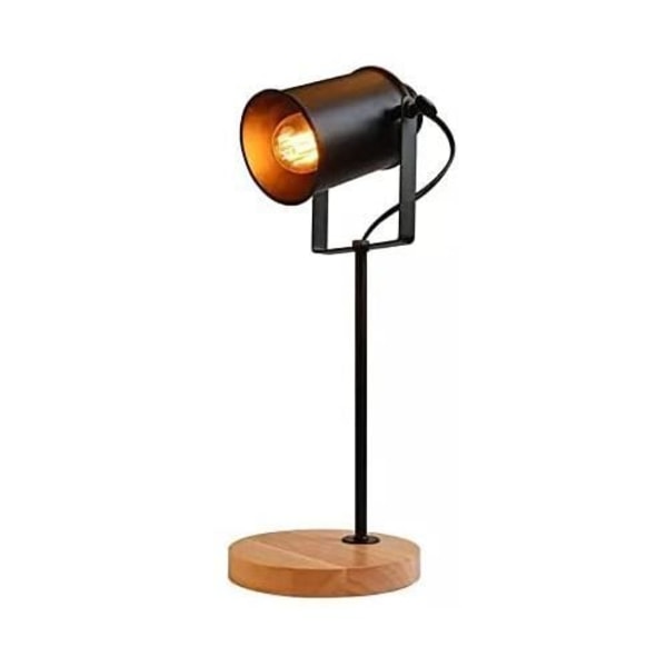 Bordslampa, E27 sänglampa i trä och metall, för sovrum (glödlampa ingår ej)