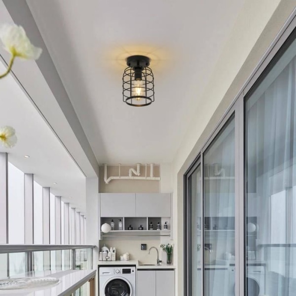 DELAVEEK industrikorridor taklampa, E27 lantlig retro ljuskrona, belysningsarmatur för kök i sovrummet, svart (inga glödlampor)