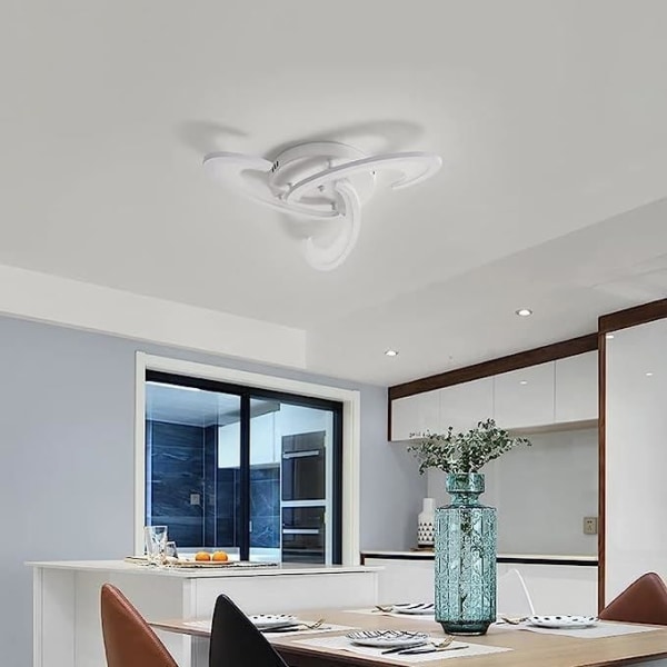 DELAVEEK Taklampa, 37W LED-takljus Clover Design för kök Vardagsrum Sovrum Hall Akryl Vit Varmt ljus 3000K