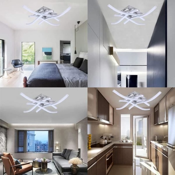 Taklampa i vardagsrummet - Modern design - 4 LED-brädor - 24W - Dimbar med fjärrkontroll - Klass E