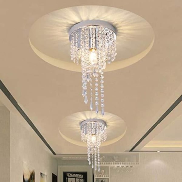 DELAVEEK K9 Crystal Ceiling Light E14 Kristallkronor för hall, bar, kök, matsal, sovrum