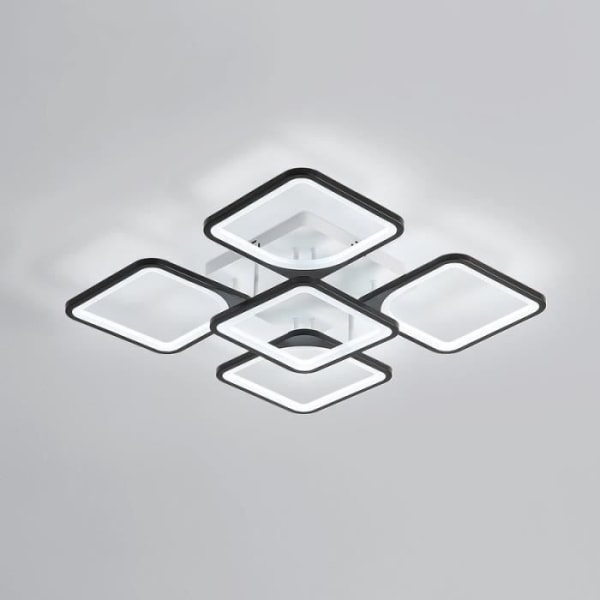 DELAVEEK Modern LED-takljus Fyrkantig Svart 75W 220V Coolt Vitt Ljus 6500K för vardagsrum, sovrum, arbetsrum
