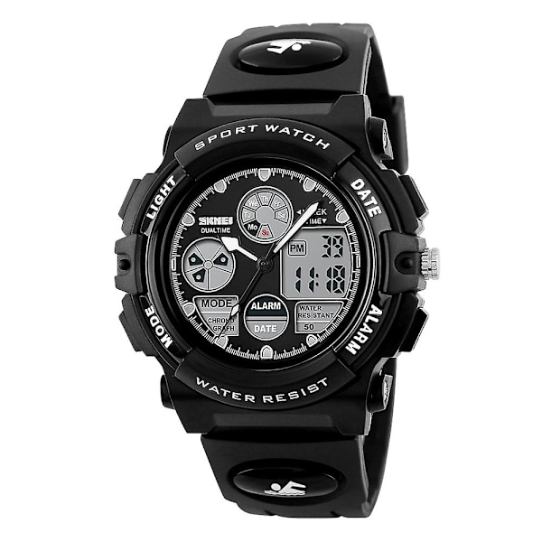 SKMEI 1163 Klockor Barn Utomhussporter Barnklocka Digital Kvarts Armbandsur för Pojkar Flickor Klocka GS Black Black