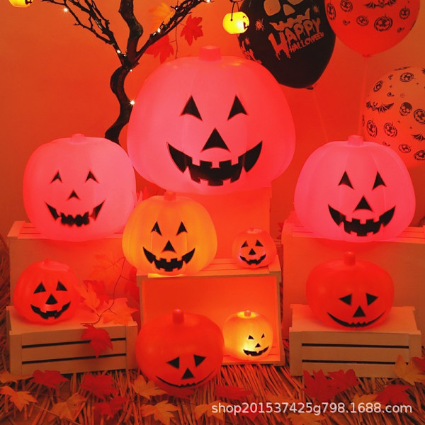 Pumpalykta Halloween Dekorativa Tillbehör Extra Stor Pumpalykta Röststyrning Luminous Plast Pumpa Scen Layout Rekvisita 18Cm Pumpkin Lamp Voice Control