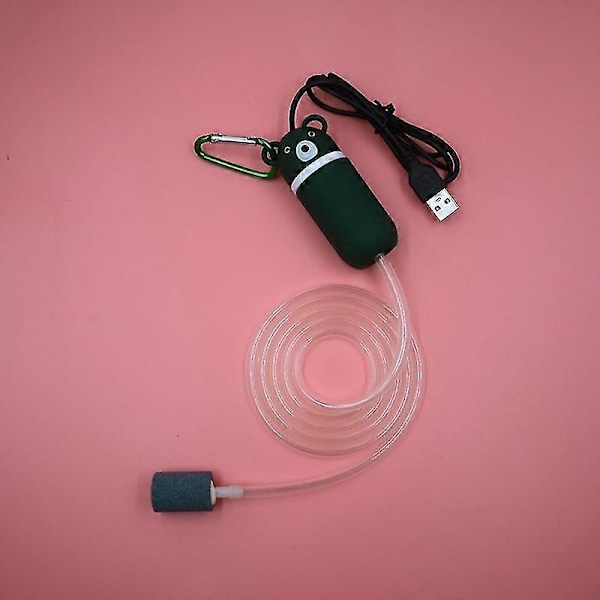 Mini Akvarium Luftpump Utomhus Fiske Syrekompressor USB Uppladdningsbar Akvarium Luftpump Dark green