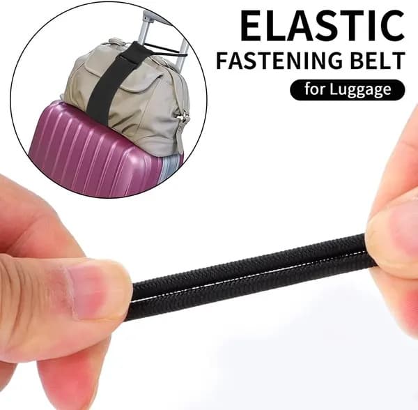 2 stk. elastiske bagagestropper, justerbare bagagestropper til kufferter, fastgør tasker, bærbart kufferttilbehør 2 Black