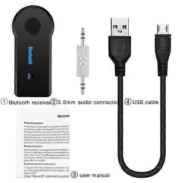 Pakke Bluetooth-sender / musikk-mottaker med Aux for bil, svart