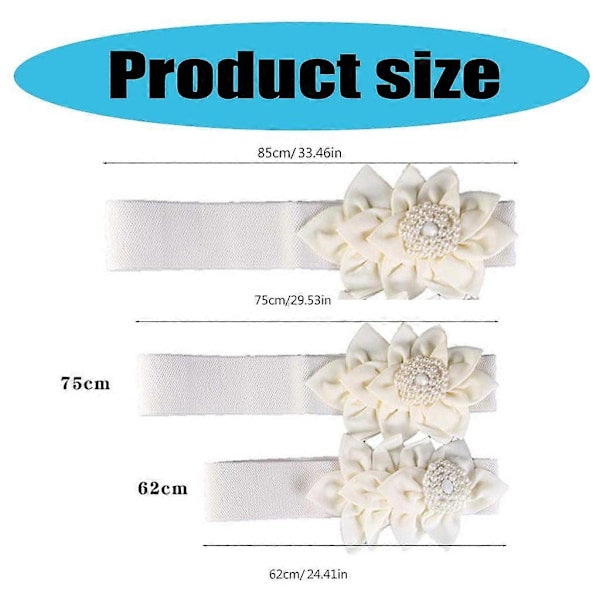 Elastiskt midjebälte för kvinnor med blomdekoration, midjeband, modeaccessoar Black 85cm