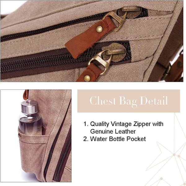 Canvas Sling Bag - Liten Crossbody Ryggsäck Axelväska Casual Daypack Ryggsäck för Män Kvinnor GS