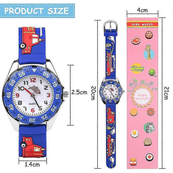 Barn Analog Quartz Klocka, Barnklocka med 3D-Cartoon Design, 30 m Vattentät, Silikonarmband Stil 1 GS