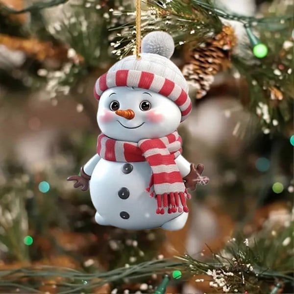 5 st Jul Snögubbe Hänge Akryl Tecknad Snögubbe Hängande Ornament Julgran Hängande Snögubbar för Heminredning