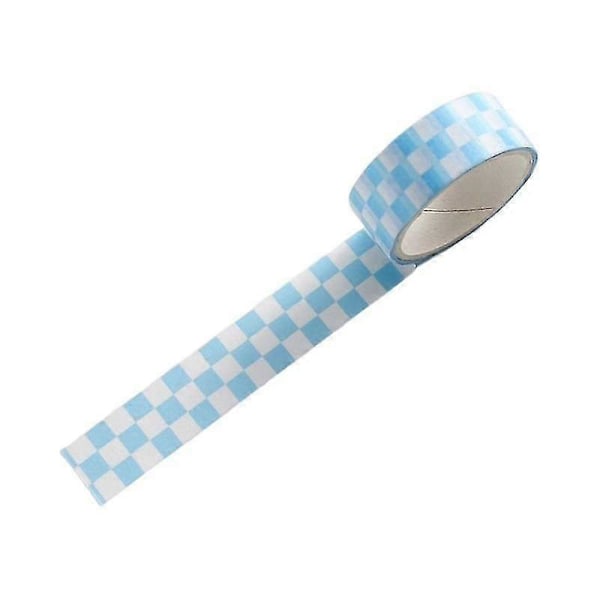 2 Rullar Washi Tejp Klister Självhäftande Tydligt Tryck Borttagbar Blekningsresistent Scrapbooking Washi Schackruta (Blå) GS