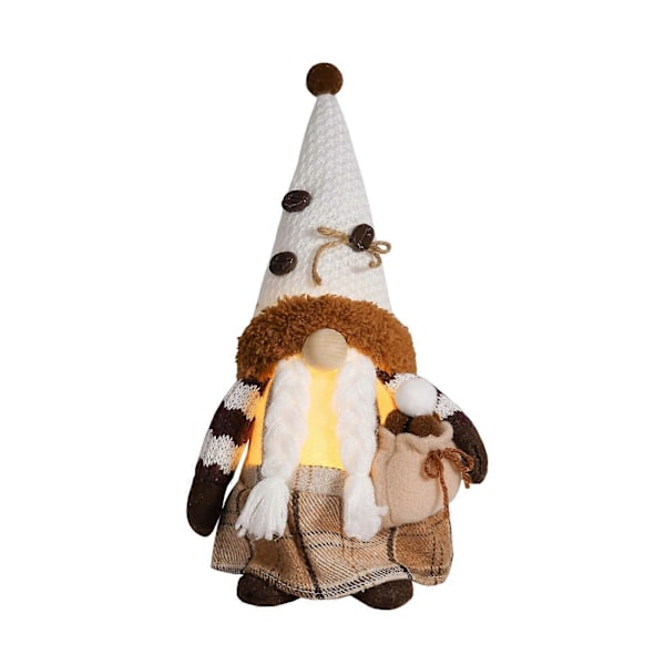 Neulotut Rudolf Tontut Koriste Joulun Pehmot Tonttunuket Pehmeällä LED-valolla Festivaali Lomakoristeluun GS Womens model