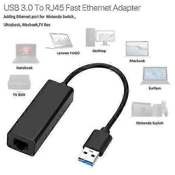 Nintendo Switch Wii/PC USB 3.0 1000Mbps LAN-sovitin verkkoon