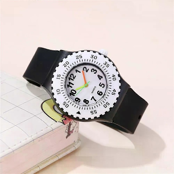 con sött färgglatt silikonarmband kvarts Barnklocka GS WHITE