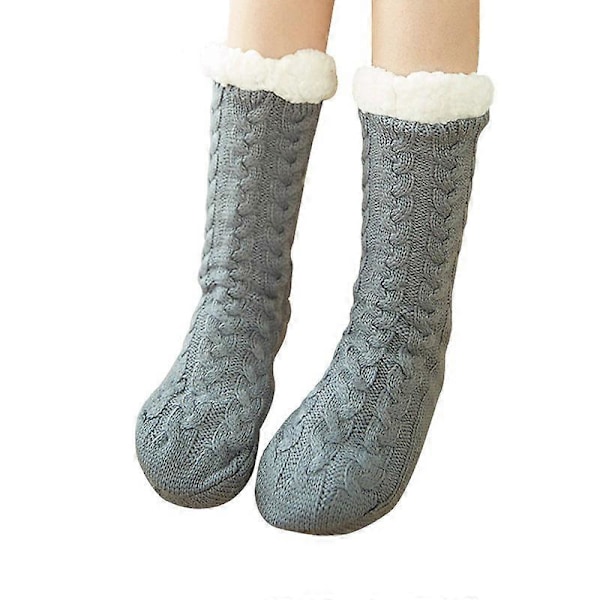 Damtofflor Strumpor Fuzzy Fluffy Mysiga Stugstrumpor Vinter Fleece Mjuka Varma Bekväma Tjocka Jul Halkfria Strumpor GS GRAY