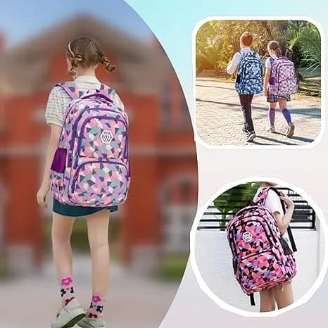 Børne rygsæk med geometrisk print (Unisex skoletaske)