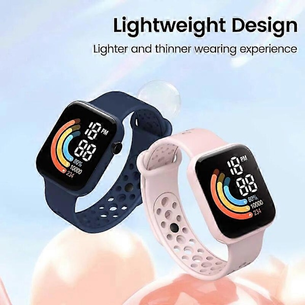 Elektronisk barnklocka Justerbar silikonrem Vattentät Sport Smart Barnklockor För Pojkar LED Digital Klocka För Barn GS C1-6 Gray