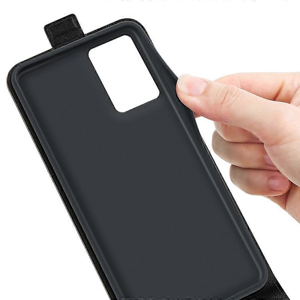 R64 Vertikalt Flip Läderfodral för Motorola Edge 50 Fusion GS Black