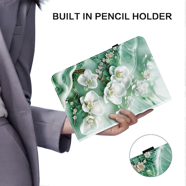 Läderfodral för iPad Air 11 (2025) (2024) Air (2022) (2020) Pro 11 (2022) Mönstertryckt Tablet Co GS Multicolor Jade Flower
