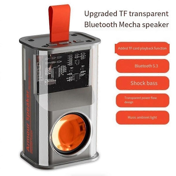2025 Liten Mecha Bluetooth-högtalare Utomhus Hemhögtalare Transparent Mecha