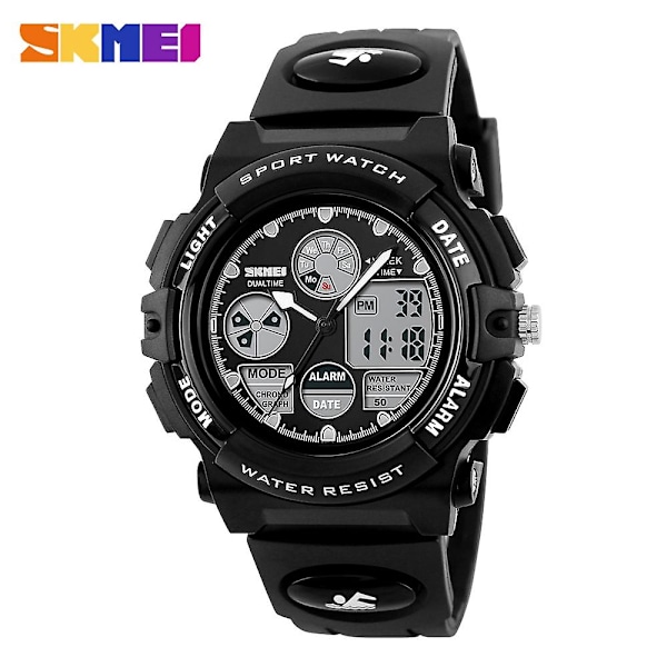SKMEI 1163 Klockor Barn Utomhussporter Barnklocka Digital Kvarts Armbandsur för Pojkar Flickor Klocka GS Black Black