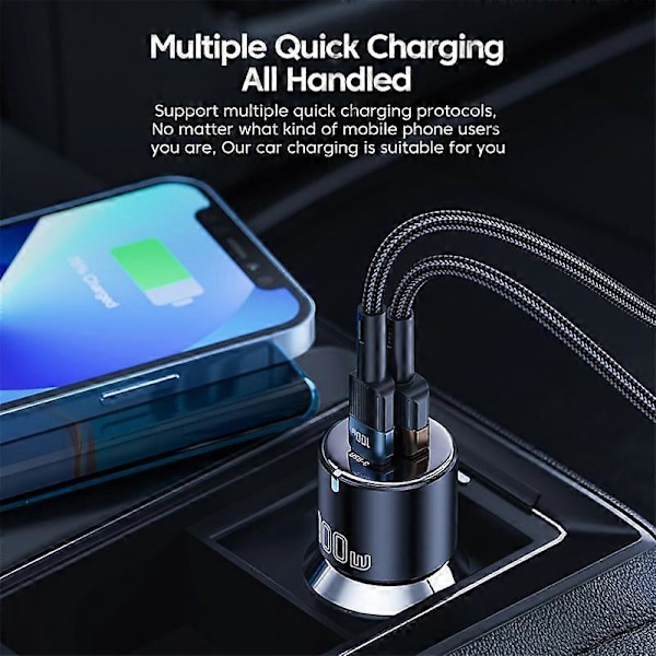 100W Snabbladdare QC 3.0 PD 3.0 Snabbladdare för iPhone Typ C USB Billaddare för Samsung Laptops Tablets Adapter GS