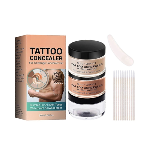 Tatuering Täcka Över Smink Vattentätt, Tatuering Concealer Full Täckning, 2 Färger Naturlig Tatuering Smink Täcka Kroppssmink för Ärr, Mörka Fläckar, S GS 1PCS