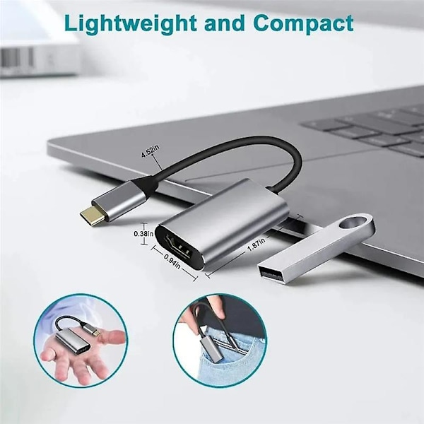 USB-C till HDMI-kompatibel adapterkabel Typ C till 4K HDTV-konverteringskabel USB 3.1 för projektor PC MacBook Pro bärbar dator surfplatta HUAWEI GS