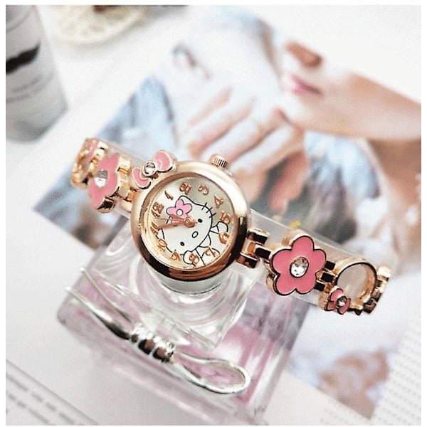 Tecknad Katt Barnklocka GS Pink