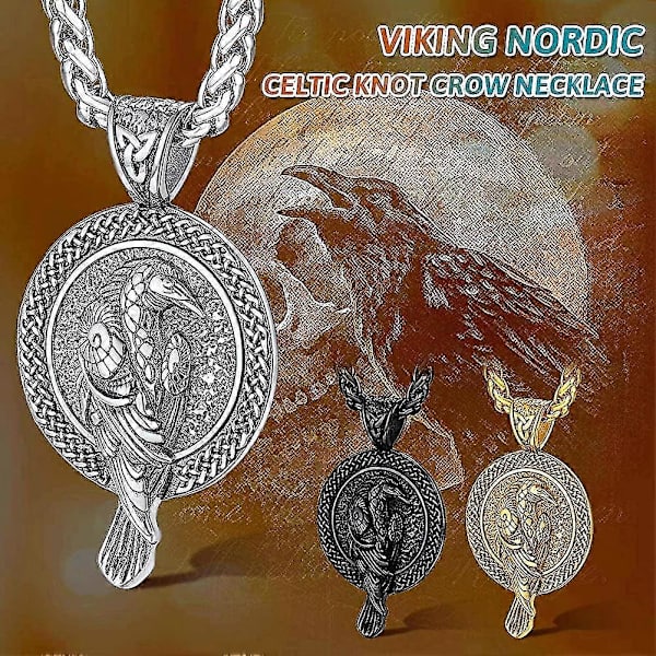 Norse Smykker Ravn Halskæde Rustfrit Stål Odin Krage Vedhæng Nordisk Amulet Lmell Gave