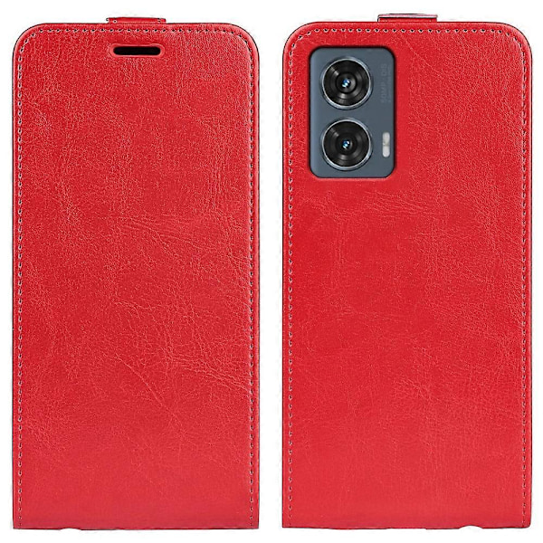 R64 Vertikalt Flip Läderfodral för Motorola Edge 50 Fusion GS Red