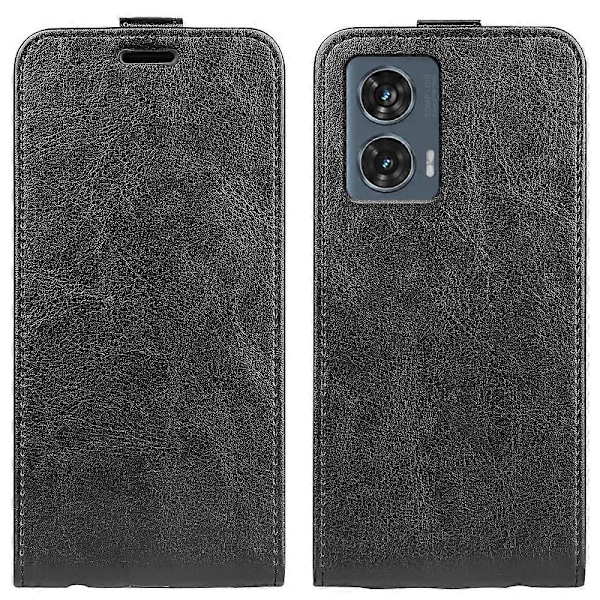 R64 Vertikalt Flip Läderfodral för Motorola Edge 50 Fusion GS Black