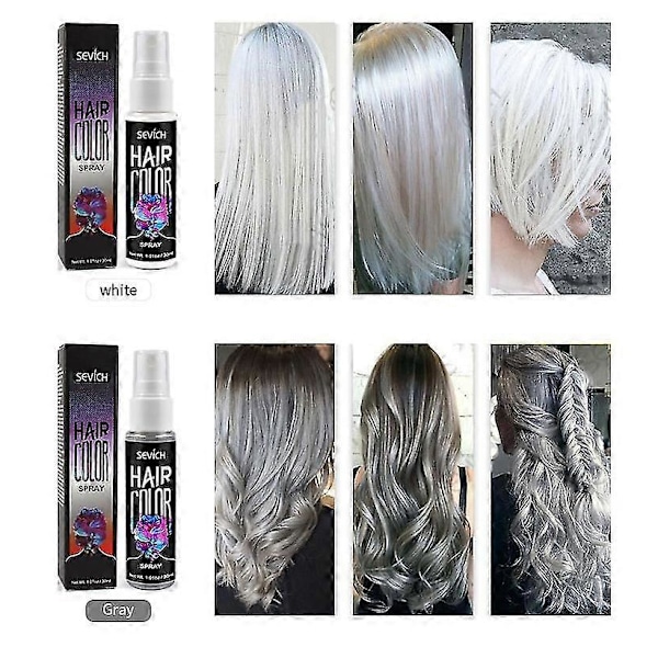 30ml 5 Färger Flytande Spray Temporär Hårfärg Unisex Hårfärg Omedelbar Färg Grey