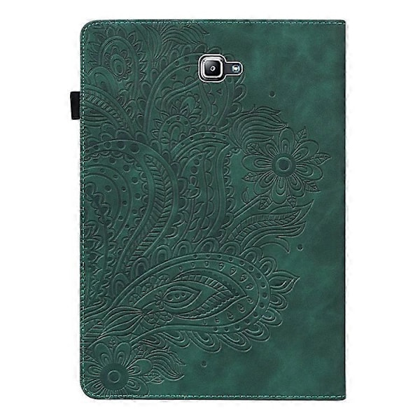 Präglat Påfågelblommemönster Läder Tablet Skyddsskal med Rem Kompatibel För Samsung Galaxy Tab A 10.1 (2016) SM-T58 GS Green