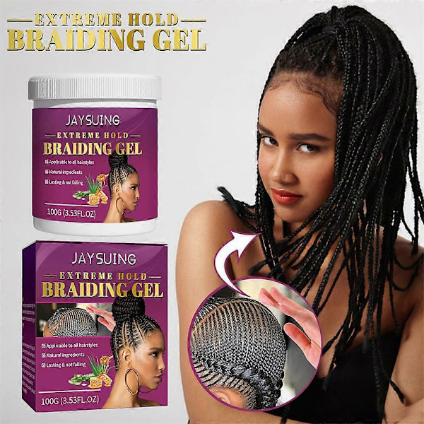 Extremt Starkt Flätgel Dreadlocks Styling Kontroll Kantutjämning Pomada Anti-Frizz Minska Skador Twist Cornrow Hårformningsvax 100g