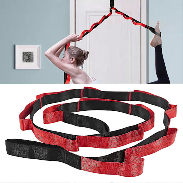 Joustava joogavyö, nyloninen kuminauha, kuntoiluväline kotiin, joustavuus, pilates Red