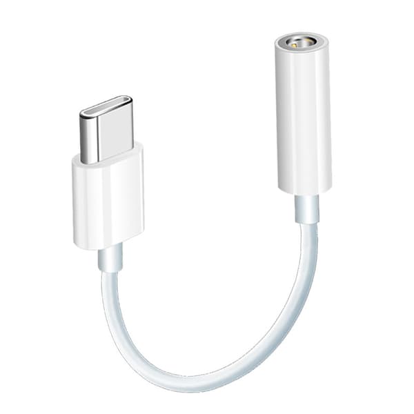 DAC USB C til 3.5mm AUX Adapter til Hovedtelefoner Højttalere hvid