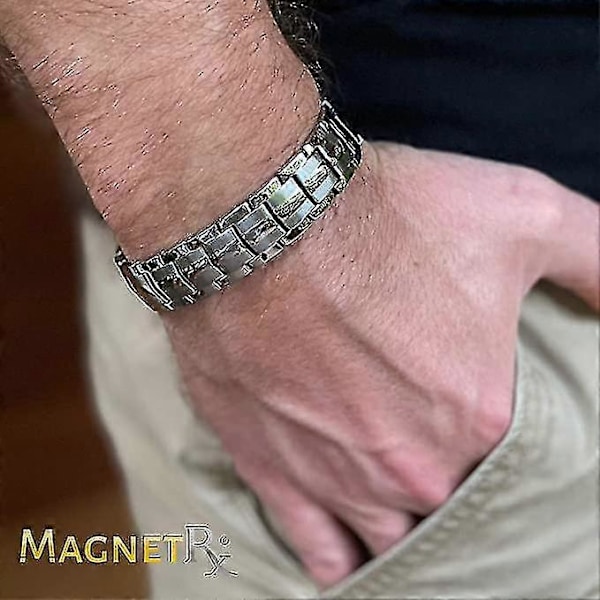 Magnetarmband med Ultrastark Magnetterapi - Smärtlindring för Artrit och Magnetarmband för Karpaltunnelsyndrom för Män, hw Silver