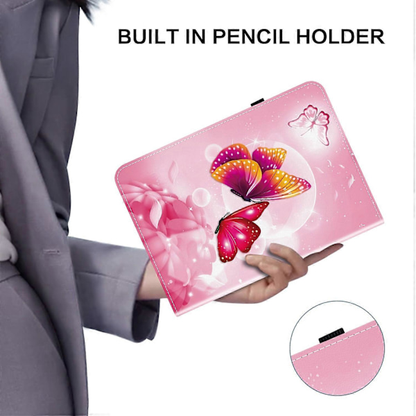 Läderfodral för iPad Air 11 (2025) (2024) Air (2022) (2020) Pro 11 (2022) Mönstertryckt Tablet Co GS Multicolor Pink Butterfly