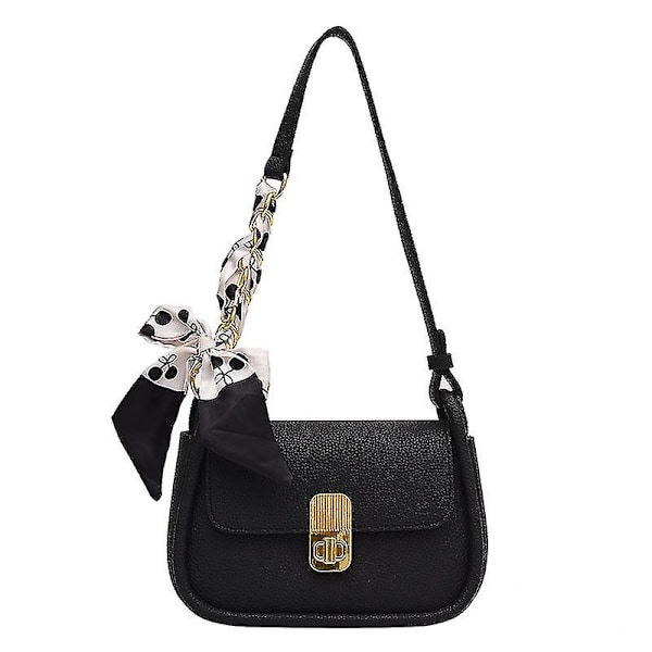 Bow Crossbody Väska Dam Pu Läder Tote Mode Axelväska För Damer Black